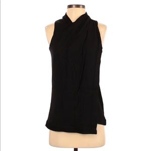 Helmut Lang Asymmetrical Draped Sleeveless Wool Top Shirt Blouse Black Small